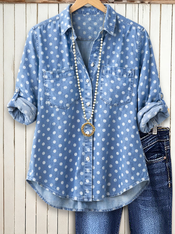 Chambray Polka Dot Pocket Shirt