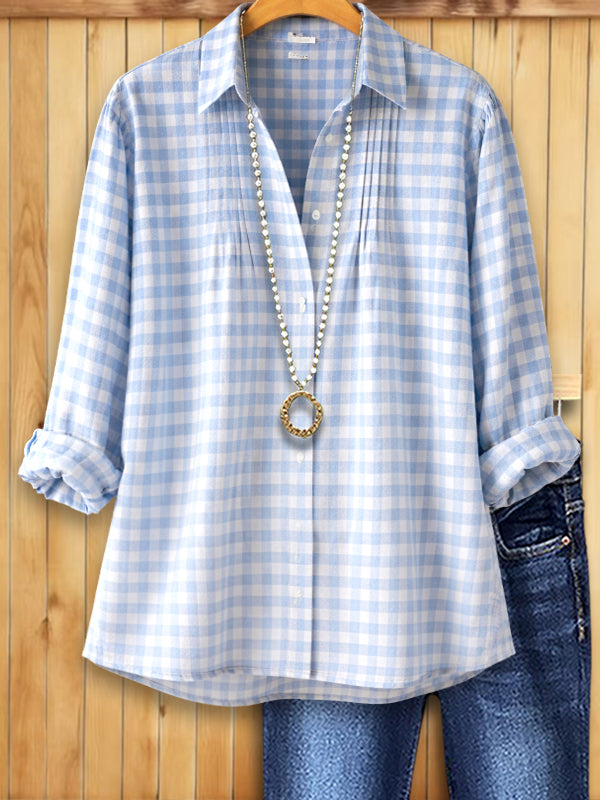 Sky Blue Gingham Button-Up Shirt