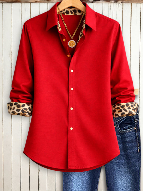 Emerald Leopard-Cuff Classic Shirt