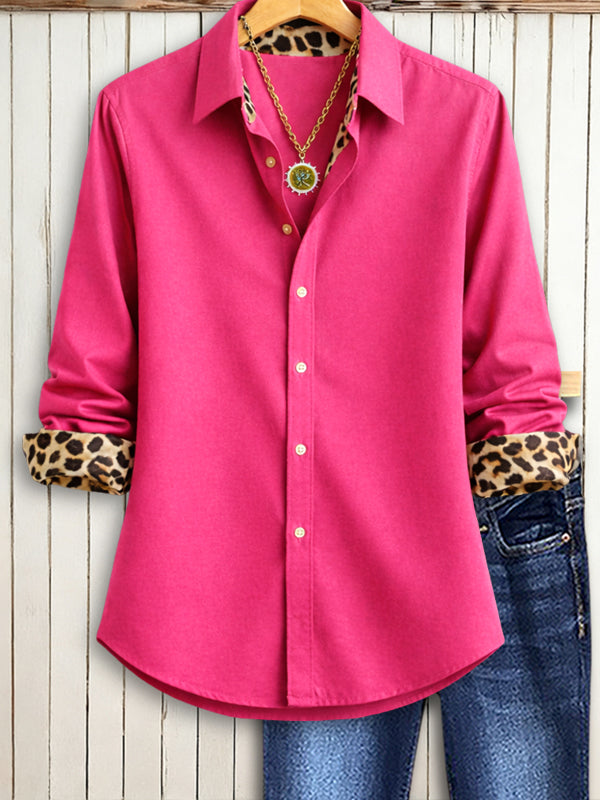 Emerald Leopard-Cuff Classic Shirt