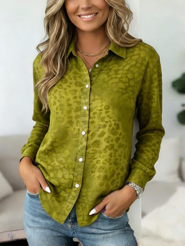 Olive Leopard Button-Down Shirt