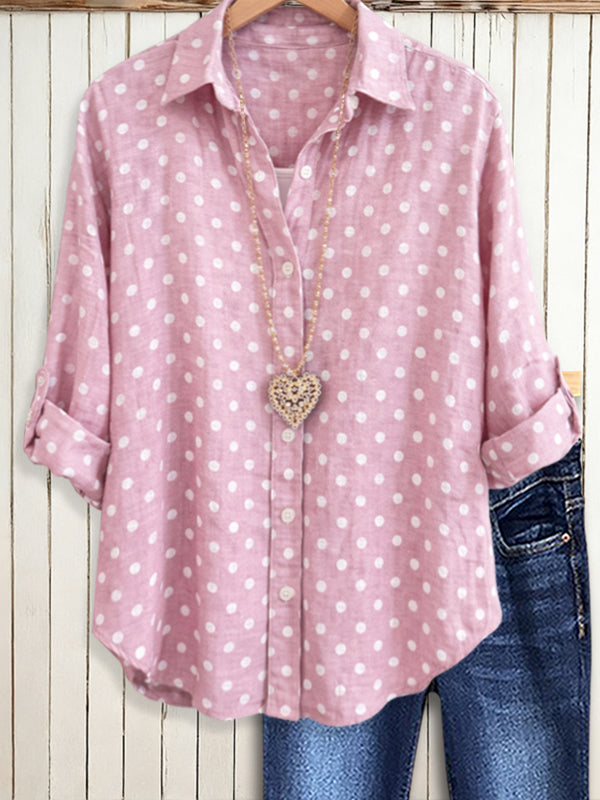 Blush Polka Dot Casual Blouse