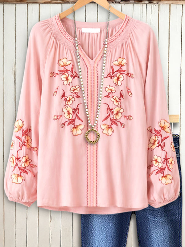 Blush Meadow Embroidered Blouse