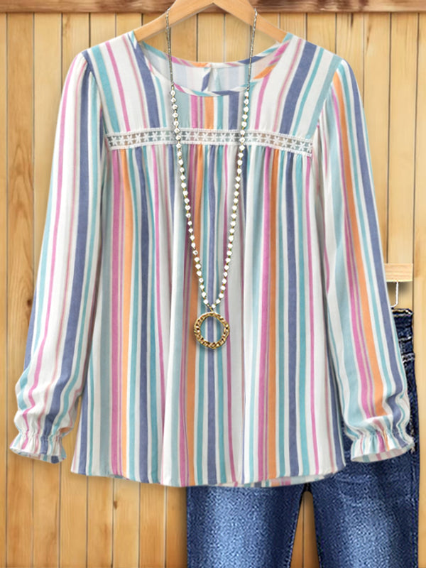 Sunset Stripe Gathered Top