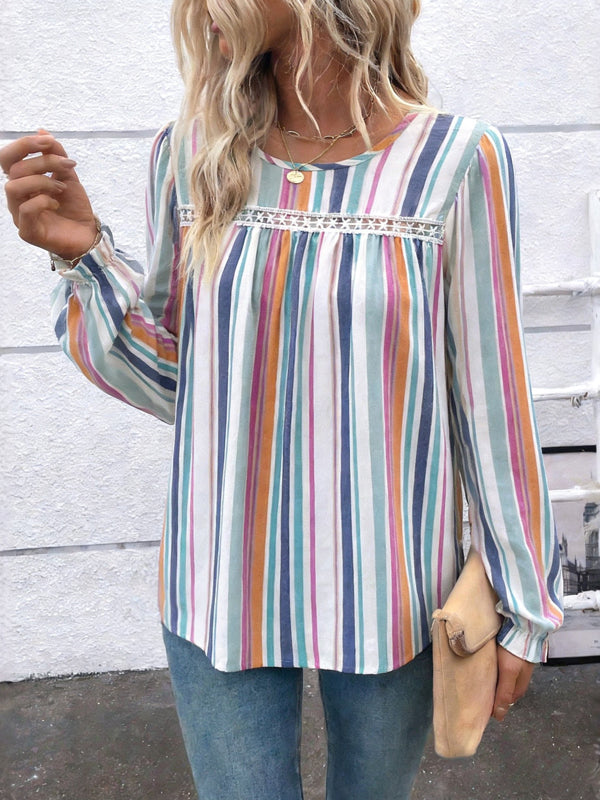 Sunset Stripe Gathered Top