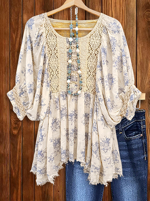 Floral Lace Peplum Blouse
