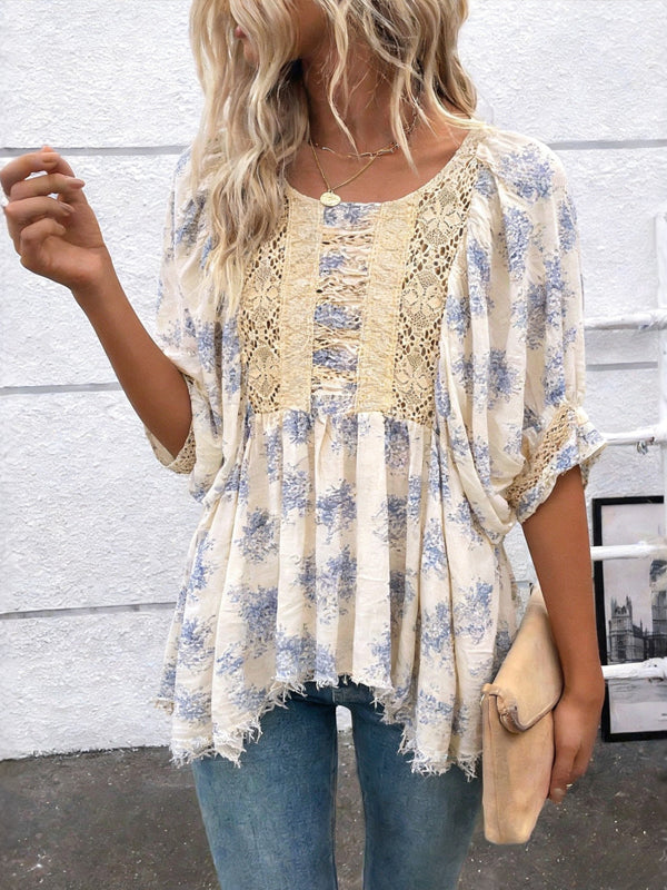 Floral Lace Peplum Blouse