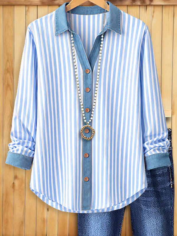 Classic Blue Stripe Button-Down Shirt