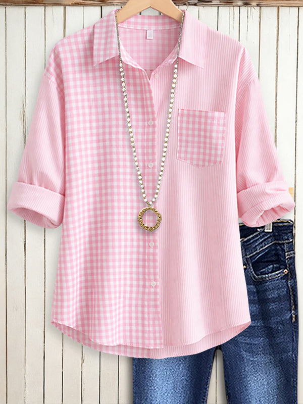 Sweet Gingham Patchwork Blouse