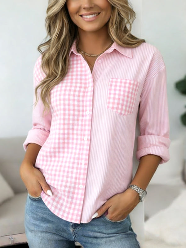 Sweet Gingham Patchwork Blouse