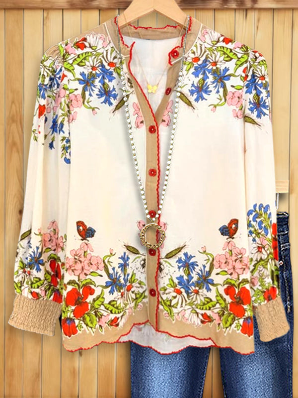 Natural Floral Casual Blouse