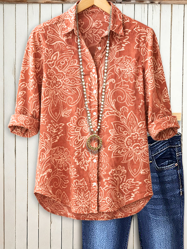 Rust Bloom Classic Casual Blouse