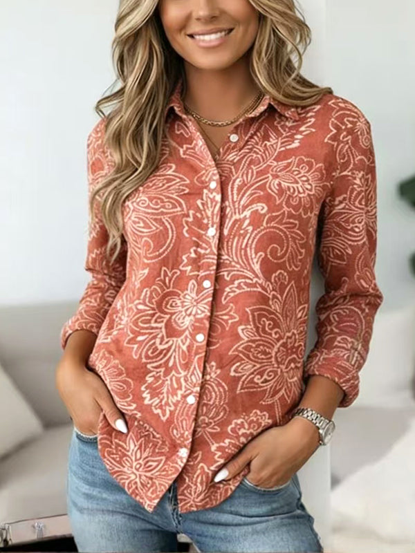 Rust Bloom Classic Casual Blouse