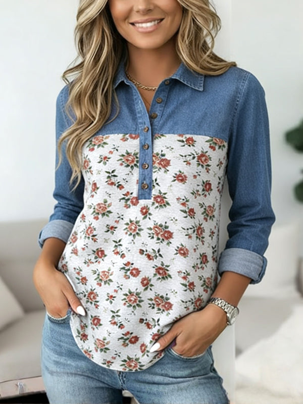 Meadow Breeze Denim Floral Top