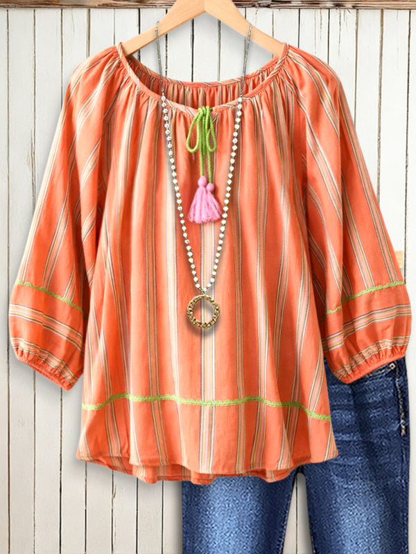 Sunset Stripe Peasant Blouse