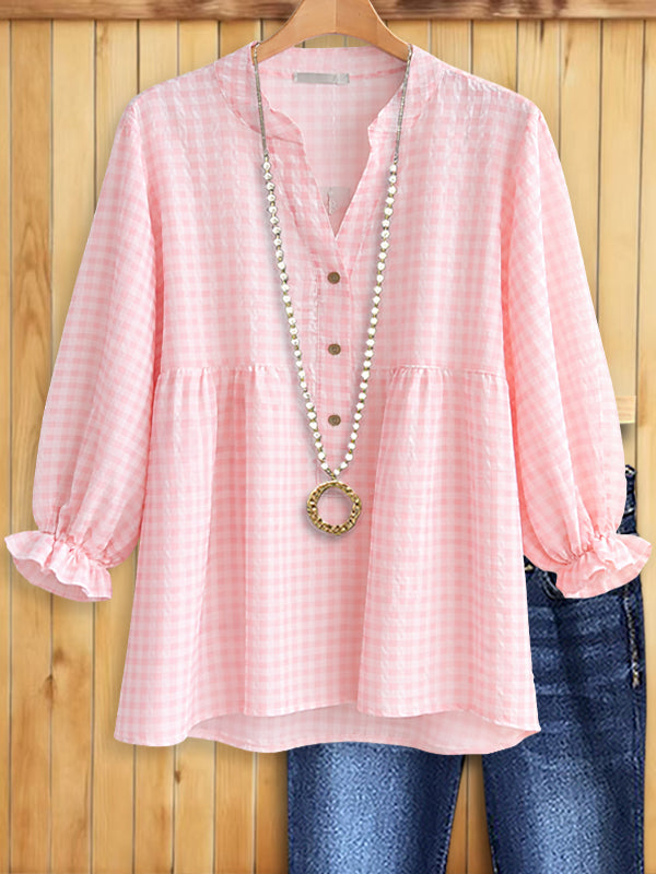 Blush Picnic Gingham Peplum Top