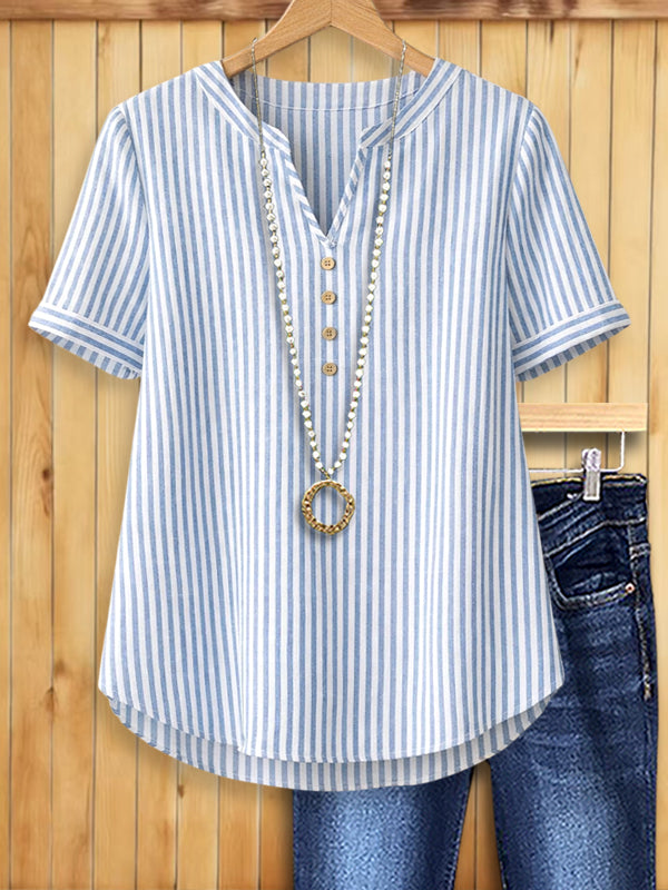 Coastal Breeze Stripe Henley Top