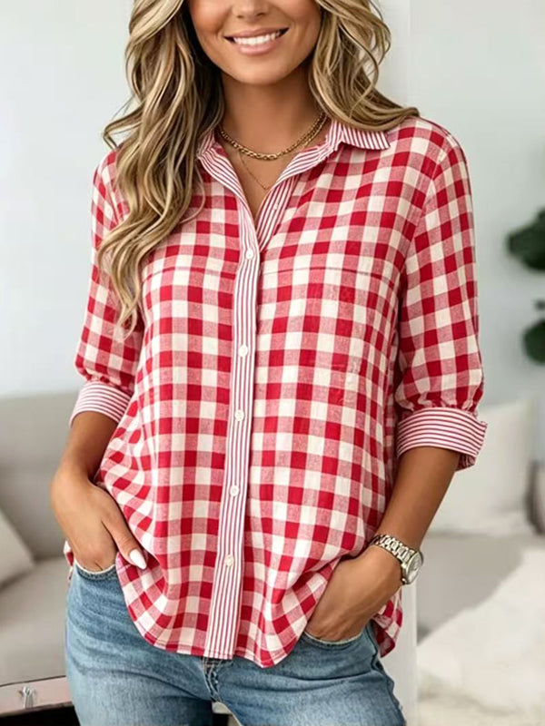 Classic Red Gingham Button-Up Shirt