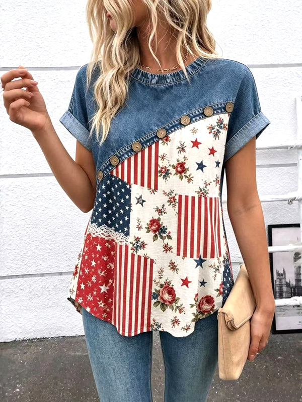 Stars & Roses Patchwork Top