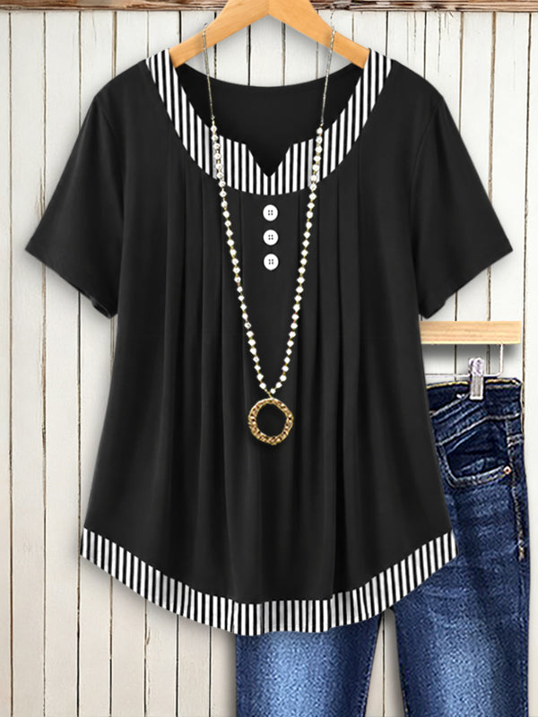 Midnight Stripe Elegance Blouse