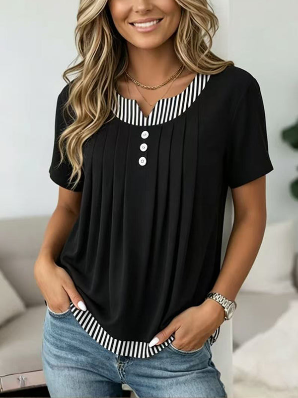 Midnight Stripe Elegance Blouse