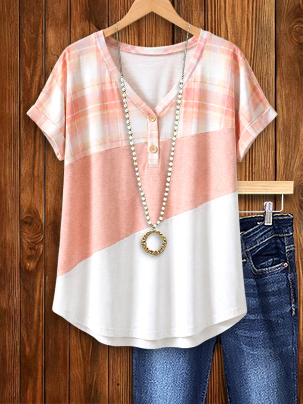 Sunset Plaid Colorblock Top