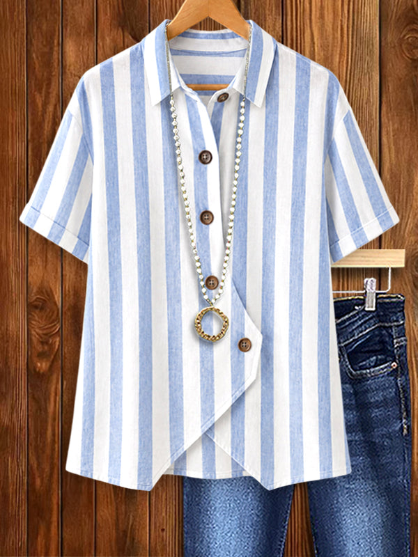 Coastal Breeze Striped Wrap Shirt