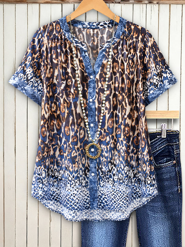 Wild Elegance Printed V-Neck Blouse