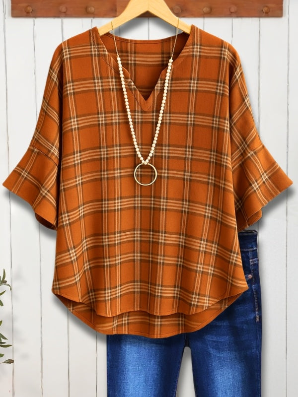 Rusty Plaid Swing Blouse