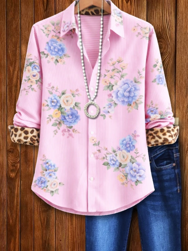 Floral Stripe Button-Up Shirt