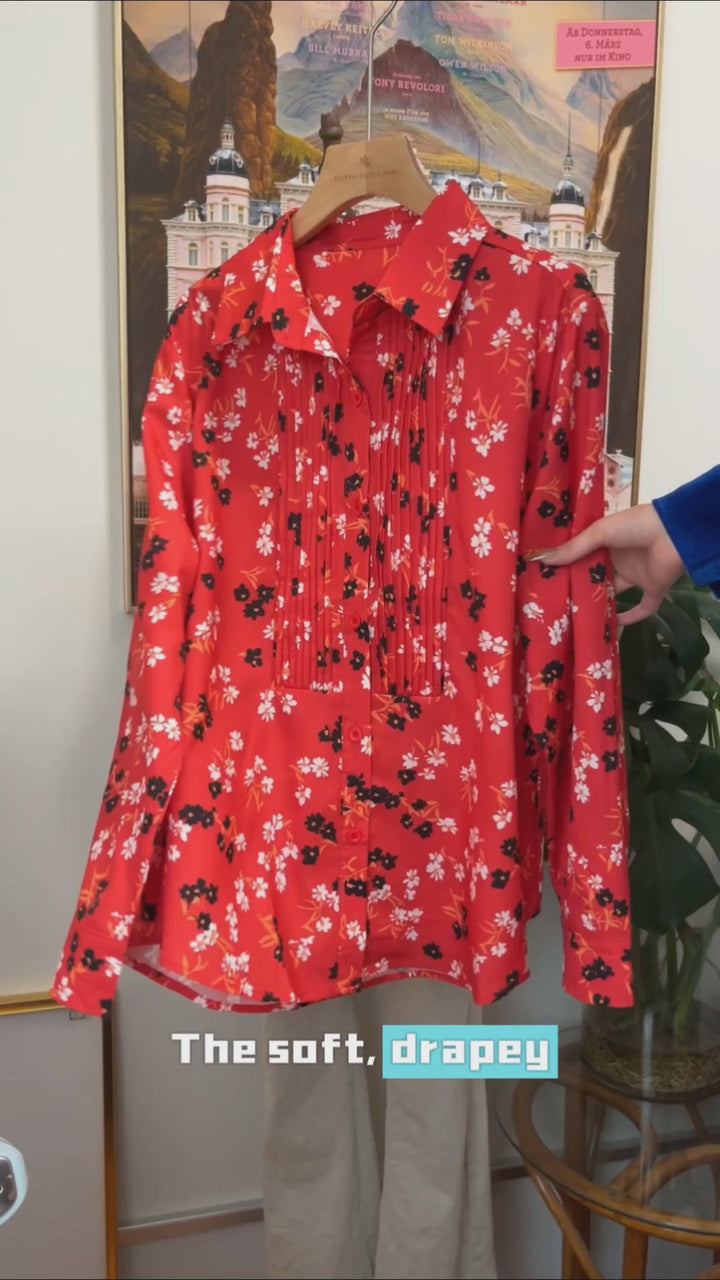 Rusty Bloom Pintuck Blouse