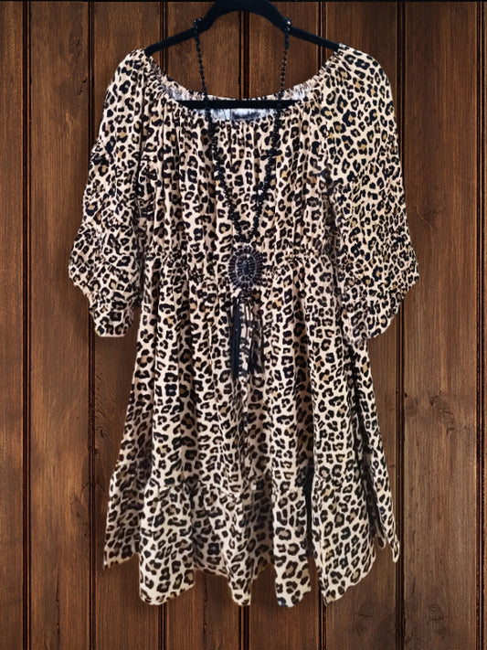 Leopard Layered Ruffle Dress