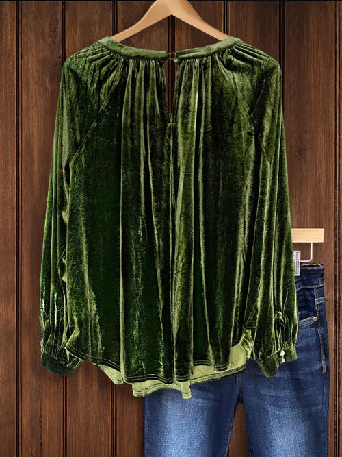 VINTAGE VELVET PLEATED TOP main image 0