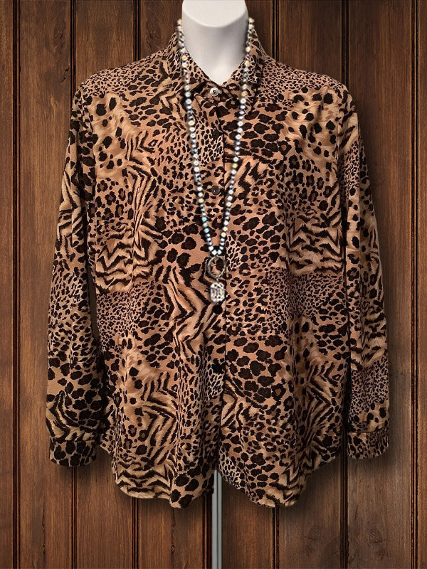 Leopard Print Button-Down Shirt