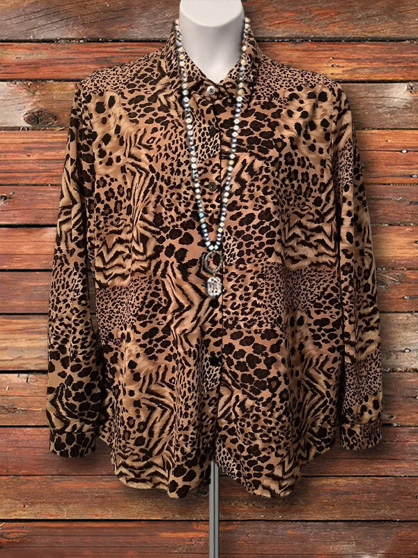 Leopard Print Button-Down Shirt