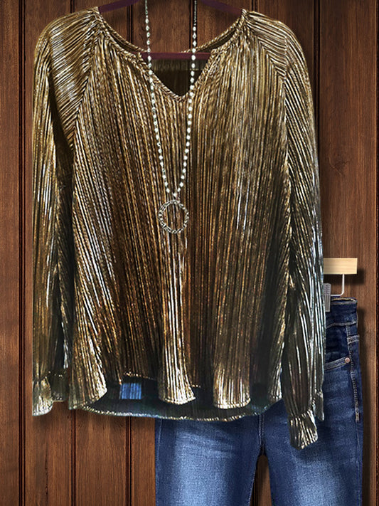 Gold Pleated Polarized Top