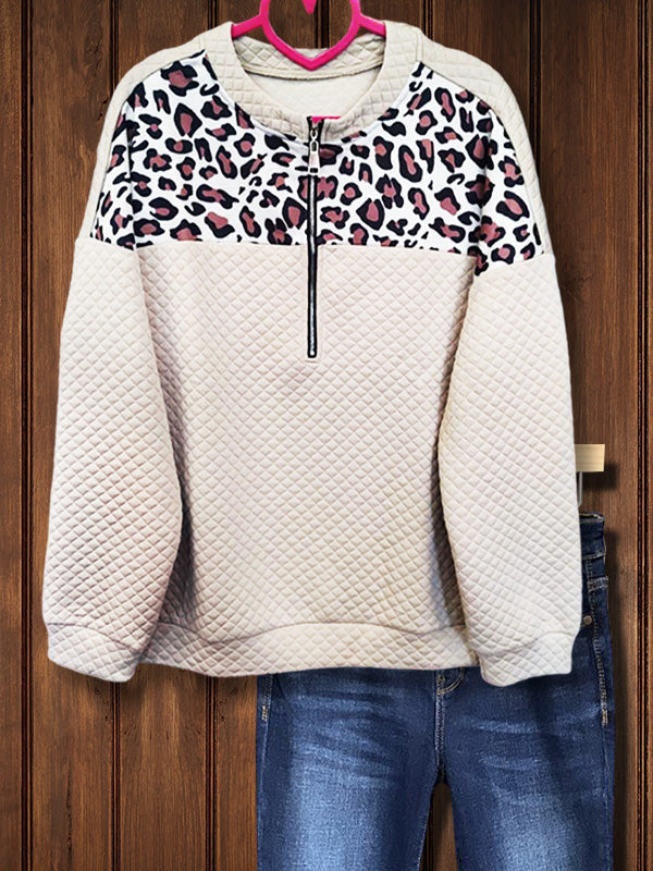 Leopard Print Quilted Sweatshirt