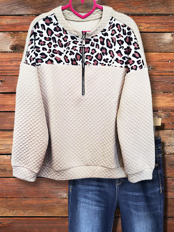 Leopard Print Quilted Sweatshirt