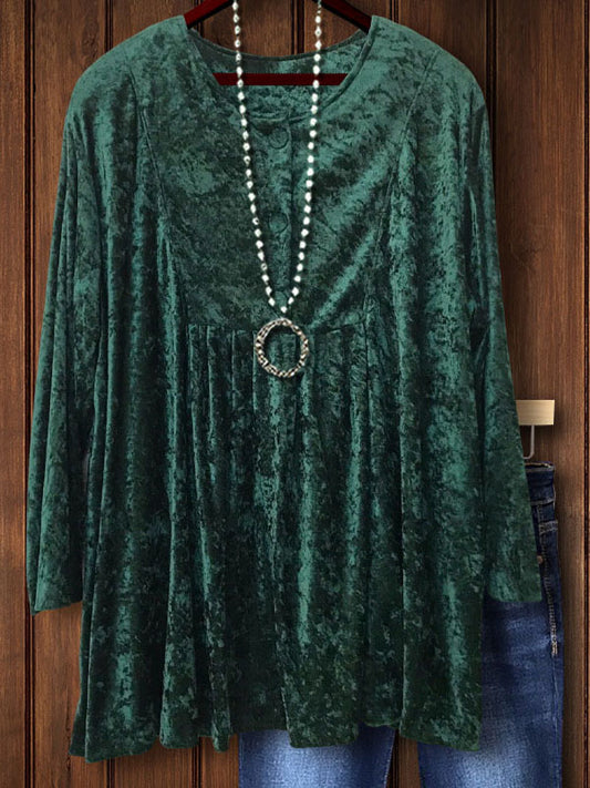 Vintage Velvet Top In Green