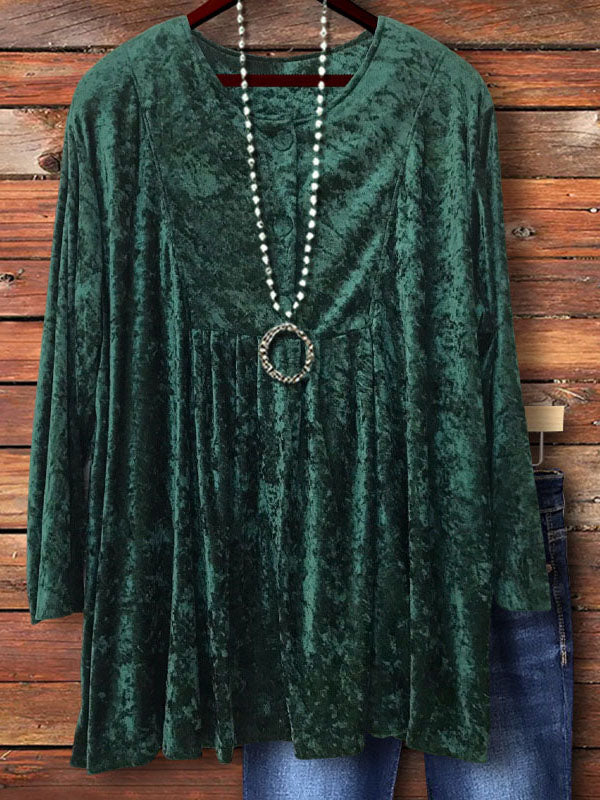 Vintage Velvet Top In Green