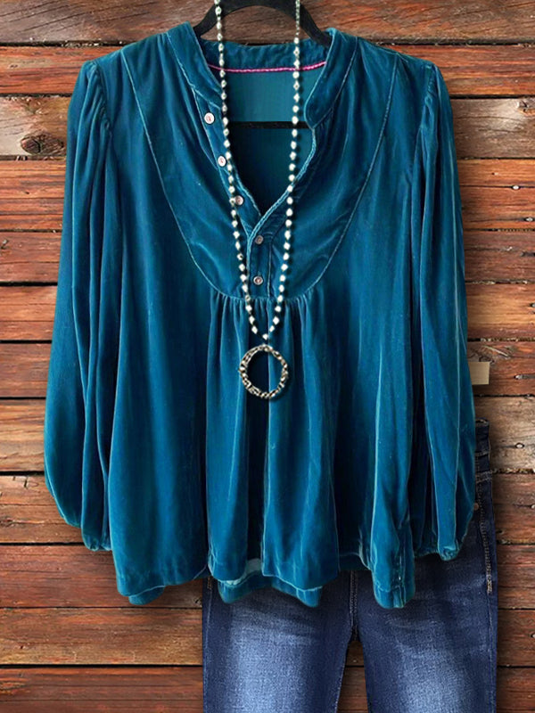 Vintage Velvet Top In Blue