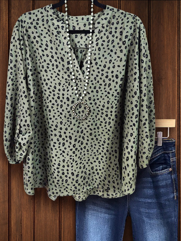 Vintage Leopard Print Top In Green