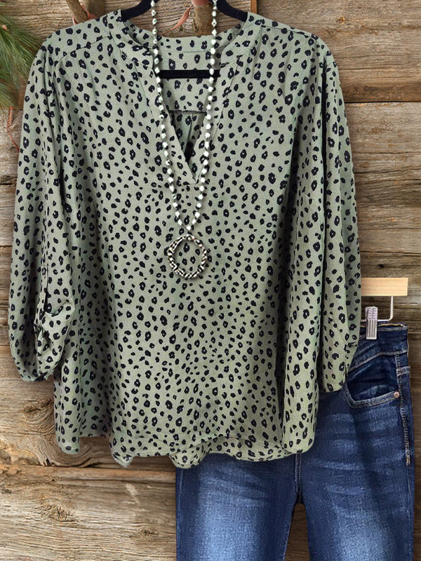 Vintage Leopard Print Top In Green