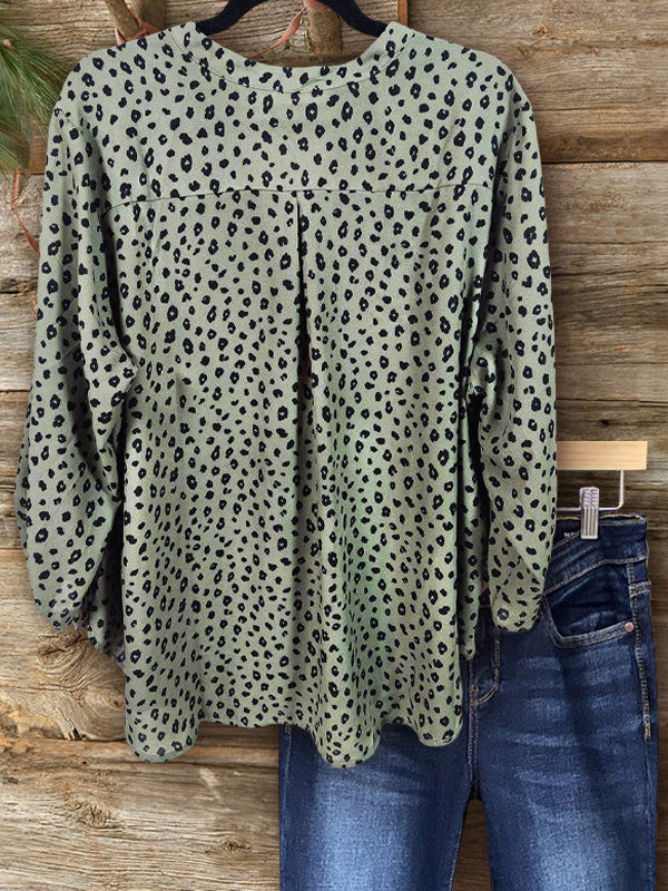 Vintage Leopard Print Top In Green