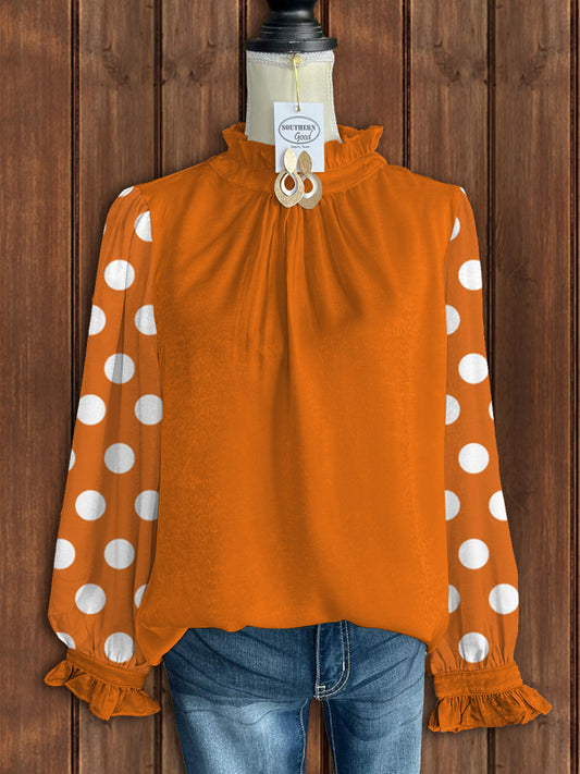 Pleated Polka Dot Top