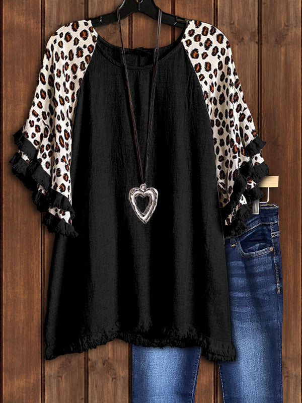 Leopard Print Fringe Top