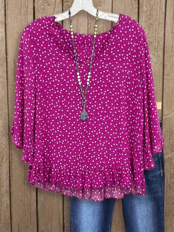 Mini Heart Print Babydoll Top