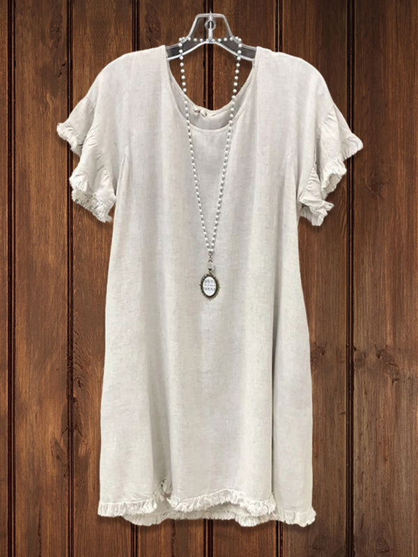 Cozy Linen Blend Pocket Dress