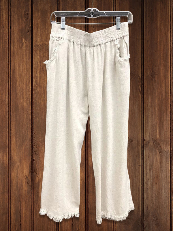 Solid Linen Wide-Leg Pant