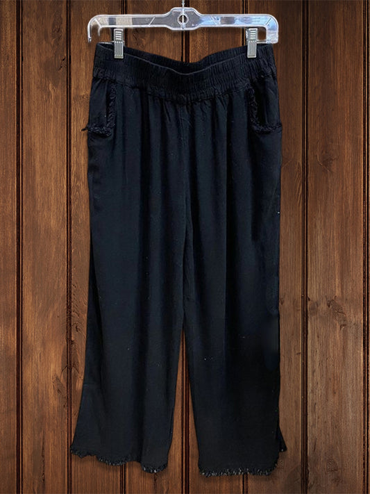 Solid Linen Wide-Leg Pant